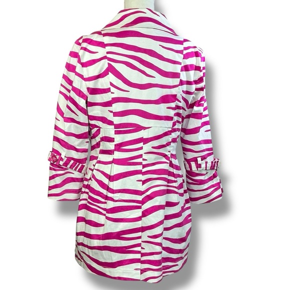 Soulmates Jacket Zebra Animal Print Coat Lined Button Up Barbie Pink White M JR - Picture 8 of 16